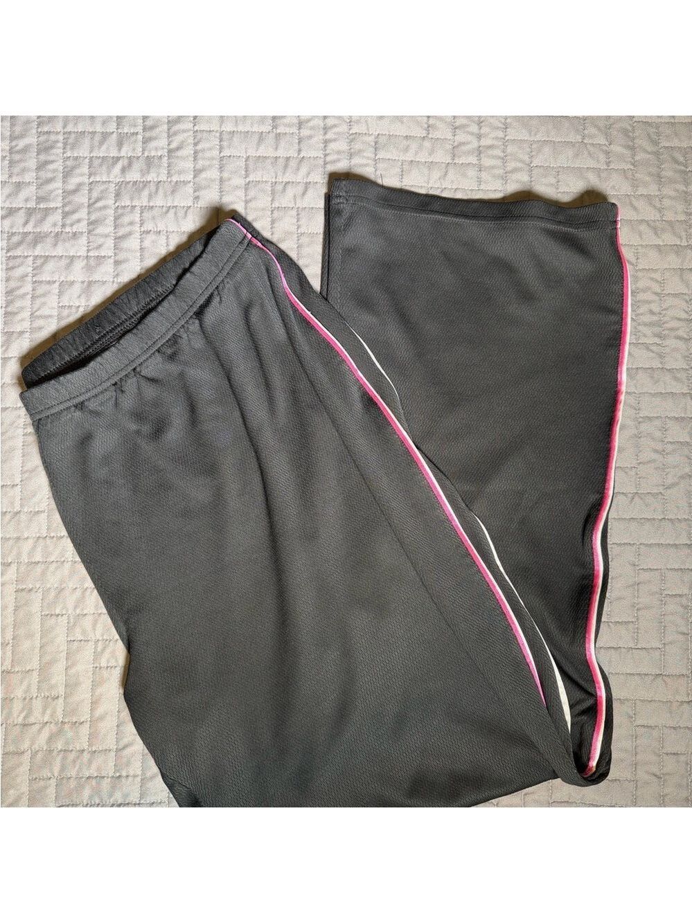 C9 Women's Black Track Pants with Pink and White Trim XL
